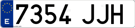 Ejemplo de matrícula de coche ordinaria 7354 JJH