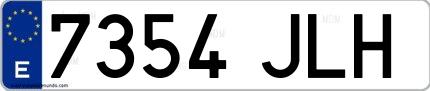 Ejemplo de matrícula española 7354 JLH