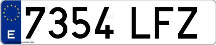 Ejemplo de matrícula española 7354 LFZ