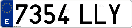 Ejemplo de matrícula de coche ordinaria 7354 LLY