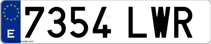 Ejemplo de matrícula de coche ordinaria 7354 LWR