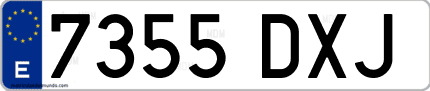 Ejemplo de matrícula de coche ordinaria 7355 DXJ