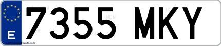 Ejemplo de matrícula española 7355 MKY