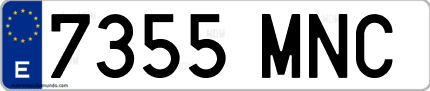 Ejemplo de matrícula de coche ordinaria 7355 MNC