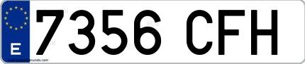 Ejemplo de matrícula española 7356 CFH