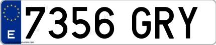 Ejemplo de matrícula española 7356 GRY
