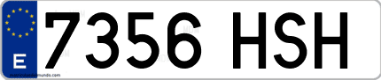 Ejemplo de matrícula de coche ordinaria 7356 HSH