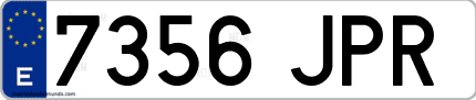 Ejemplo de matrícula de coche ordinaria 7356 JPR