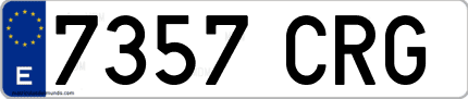Ejemplo de matrícula de coche ordinaria 7357 CRG