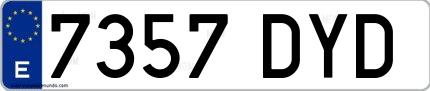 Ejemplo de matrícula española 7357 DYD