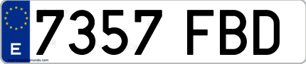 Ejemplo de matrícula de coche ordinaria 7357 FBD