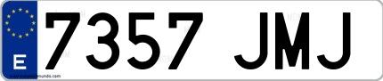 Ejemplo de matrícula española 7357 JMJ