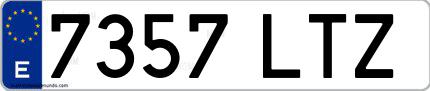 Ejemplo de matrícula española 7357 LTZ