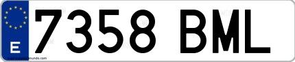 Ejemplo de matrícula española 7358 BML