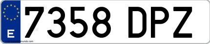 Ejemplo de matrícula de coche ordinaria 7358 DPZ