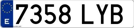 Ejemplo de matrícula española 7358 LYB