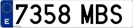 Ejemplo de matrícula española 7358 MBS