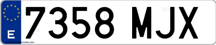 Ejemplo de matrícula de coche ordinaria 7358 MJX
