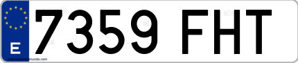 Ejemplo de matrícula de coche ordinaria 7359 FHT