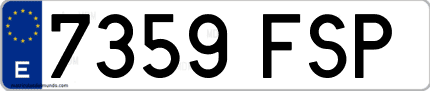 Ejemplo de matrícula de coche ordinaria 7359 FSP