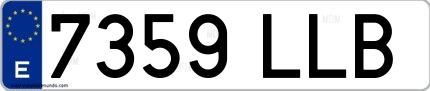 Ejemplo de matrícula española 7359 LLB