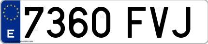 Ejemplo de matrícula española 7360 FVJ
