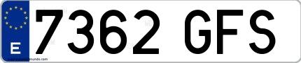 Ejemplo de matrícula española 7362 GFS