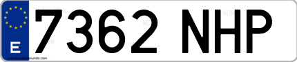 Ejemplo de matrícula de coche ordinaria 7362 NHP