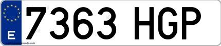 Ejemplo de matrícula española 7363 HGP