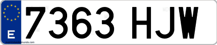 Ejemplo de matrícula de coche ordinaria 7363 HJW