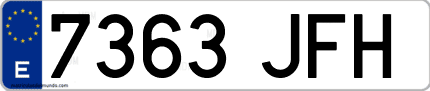 Ejemplo de matrícula de coche ordinaria 7363 JFH