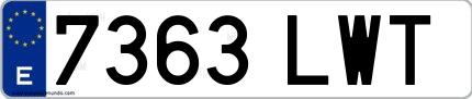 Ejemplo de matrícula española 7363 LWT