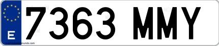 Ejemplo de matrícula española 7363 MMY