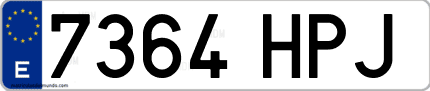 Ejemplo de matrícula de coche ordinaria 7364 HPJ