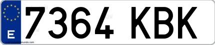 Ejemplo de matrícula española 7364 KBK