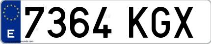 Ejemplo de matrícula española 7364 KGX