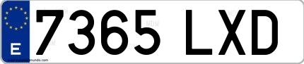 Ejemplo de matrícula española 7365 LXD