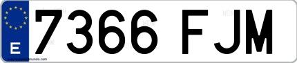 Ejemplo de matrícula española 7366 FJM