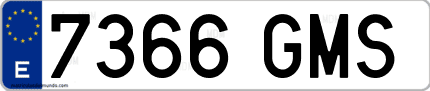Ejemplo de matrícula de coche ordinaria 7366 GMS
