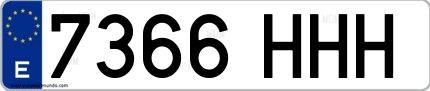 Ejemplo de matrícula española 7366 HHH