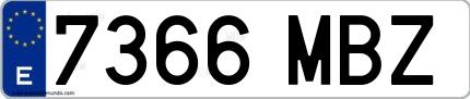 Ejemplo de matrícula española 7366 MBZ