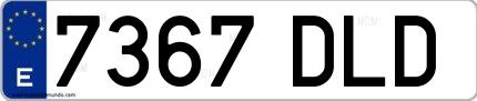 Ejemplo de matrícula española 7367 DLD