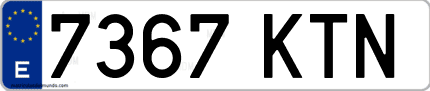 Ejemplo de matrícula de coche ordinaria 7367 KTN