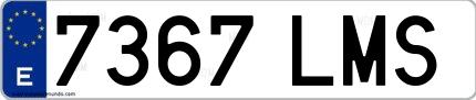 Ejemplo de matrícula española 7367 LMS