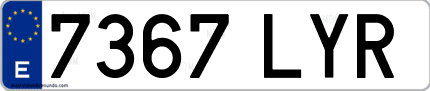 Ejemplo de matrícula de coche ordinaria 7367 LYR