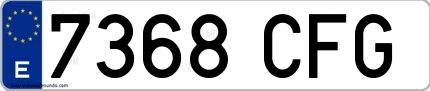 Ejemplo de matrícula española 7368 CFG
