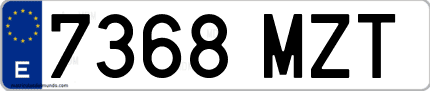 Ejemplo de matrícula de coche ordinaria 7368 MZT