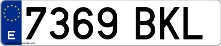 Ejemplo de matrícula de coche ordinaria 7369 BKL