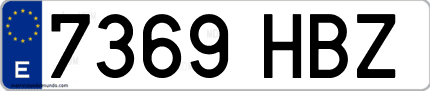 Ejemplo de matrícula de coche ordinaria 7369 HBZ