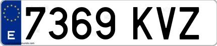 Ejemplo de matrícula española 7369 KVZ